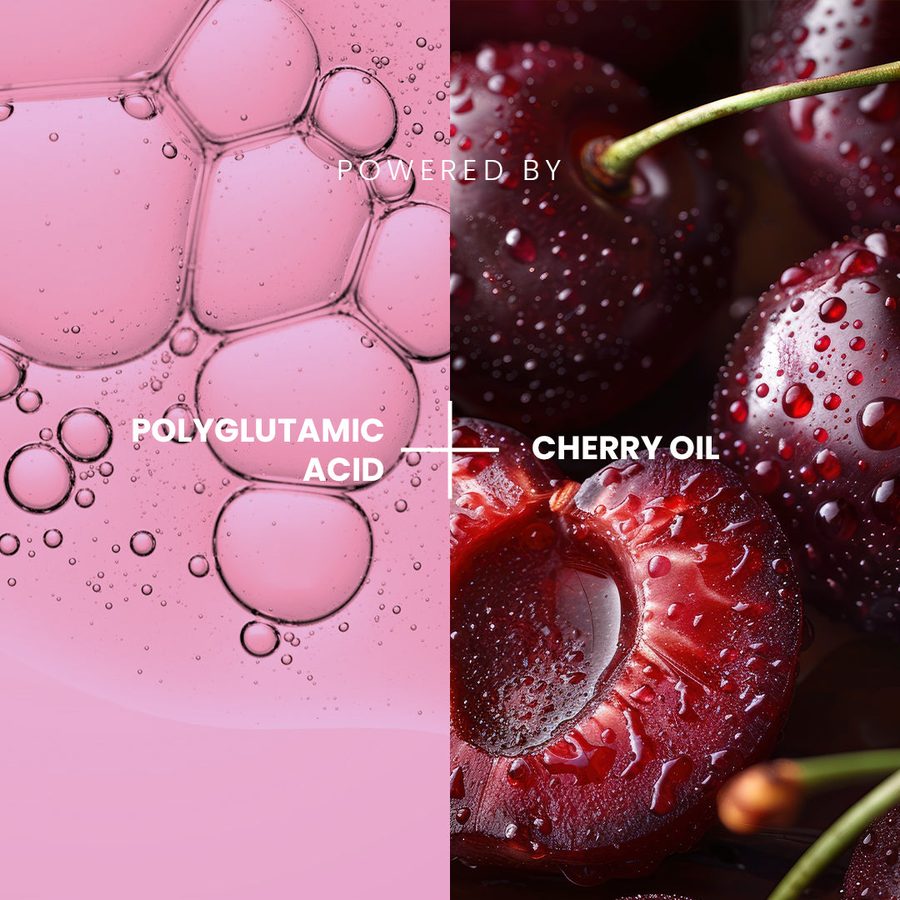 Los activos del champú: ácido poliglutámico y aceite de cereza