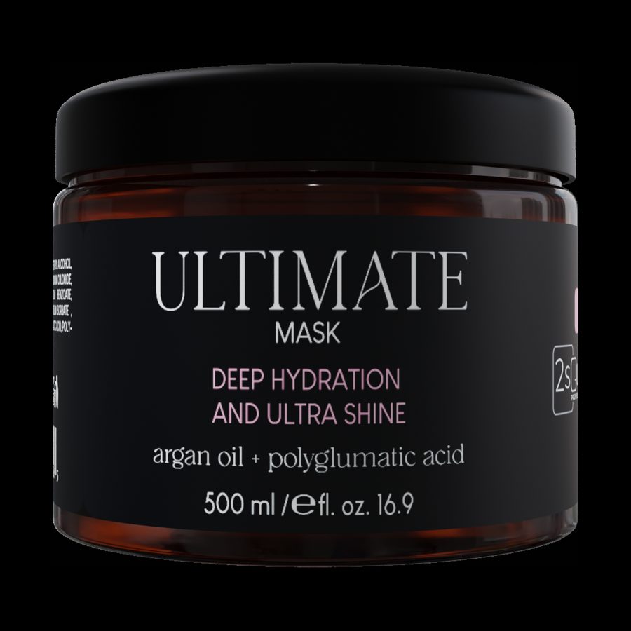 Tarro negro de la mascarilla ULTIMATE de 2Square Professional, 500 ml