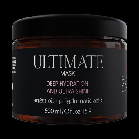 Tarro negro de la mascarilla ULTIMATE de 2Square Professional, 500 ml